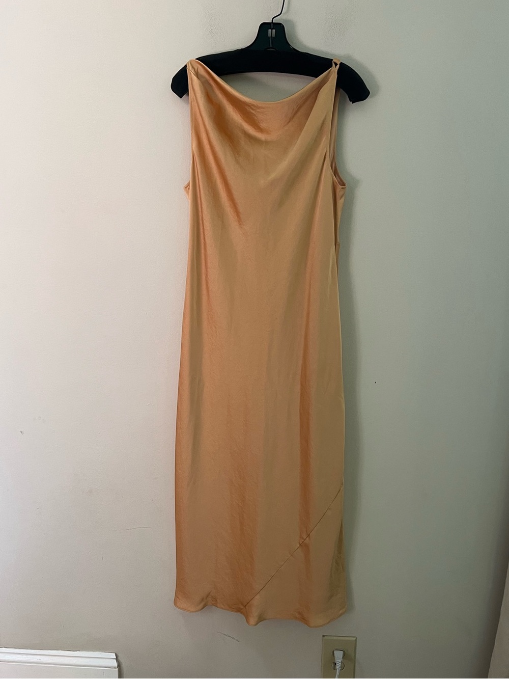 Wilfred Satin Cowl Midi Dress in Peach